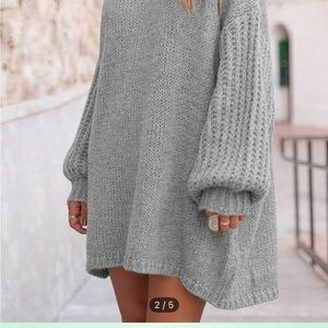 Cozy Gray Knit Sweater Dress